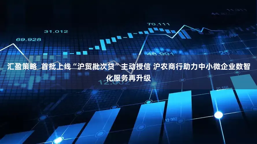 汇盈策略  首批上线“沪贸批次贷”主动授信 沪农商行助力中小微企业数智化服务再升级